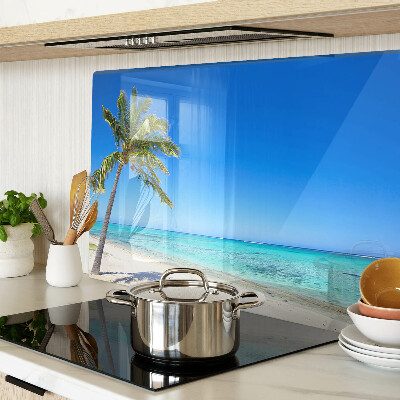Glass chopping board Beach with a palm tree