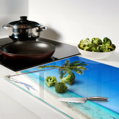 Glass chopping board Beach with a palm tree