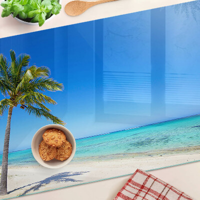 Glass chopping board Beach with a palm tree