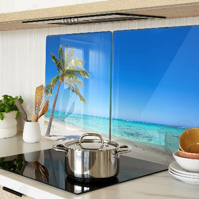 Glass chopping board Beach with a palm tree