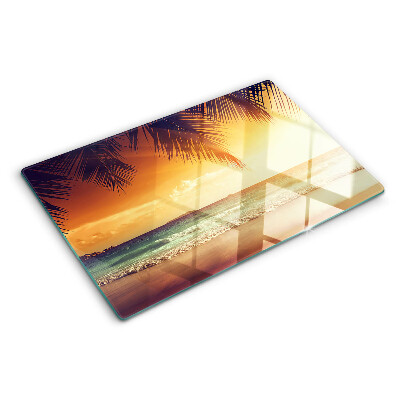 Glass cutting board Sunset over the beach