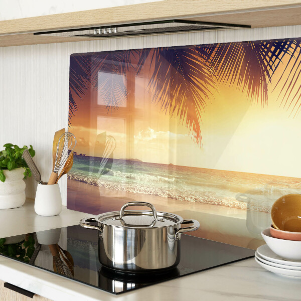 Glass cutting board Sunset over the beach