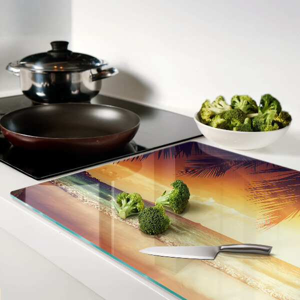 Glass cutting board Sunset over the beach