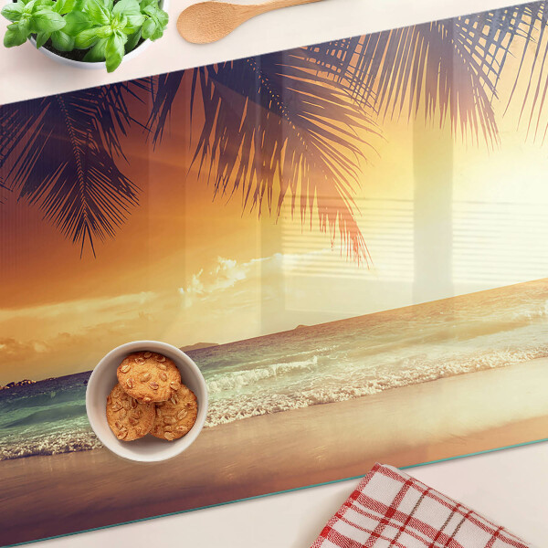 Glass cutting board Sunset over the beach