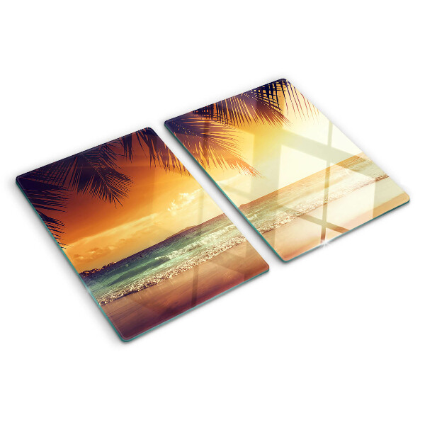 Glass cutting board Sunset over the beach