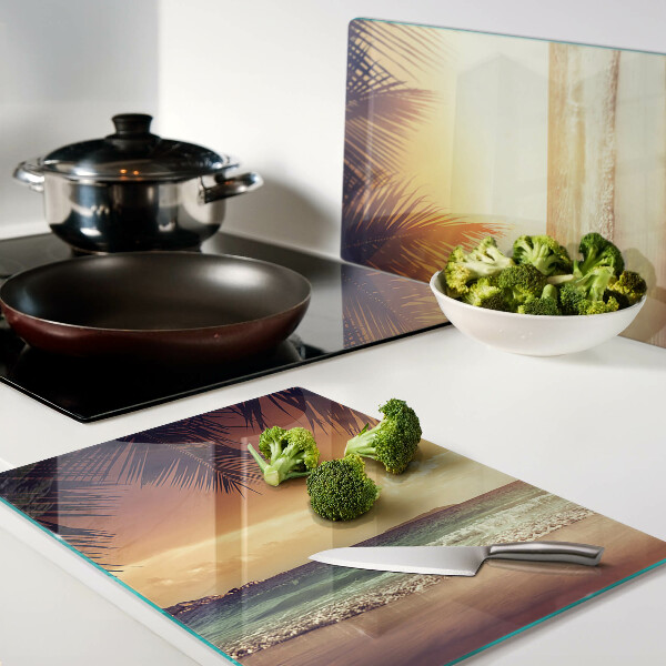 Glass cutting board Sunset over the beach