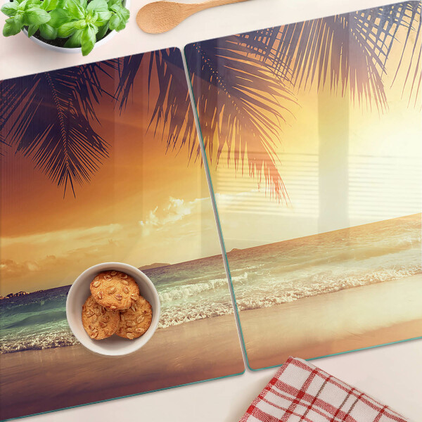 Glass cutting board Sunset over the beach