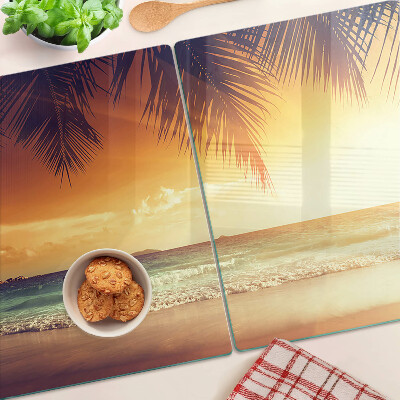 Glass cutting board Sunset over the beach