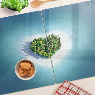 Glass kitchen board Island with palm trees
