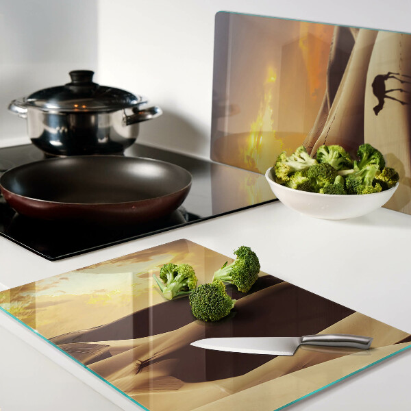 Chopping board Desert landscape at sunset