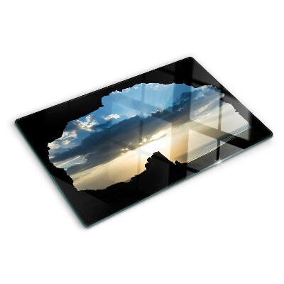 Glass cutting board Sunset behind the clouds