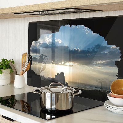 Glass cutting board Sunset behind the clouds