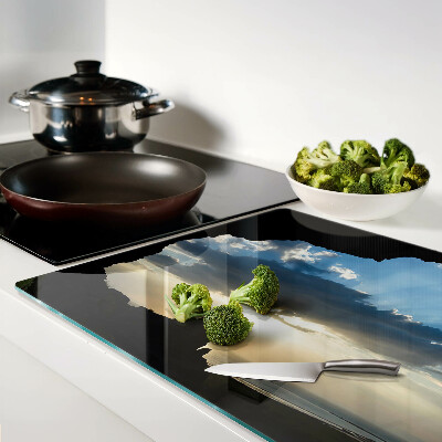 Glass cutting board Sunset behind the clouds