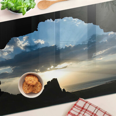 Glass cutting board Sunset behind the clouds