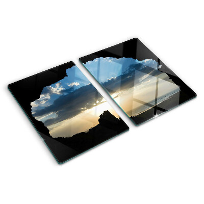 Glass cutting board Sunset behind the clouds