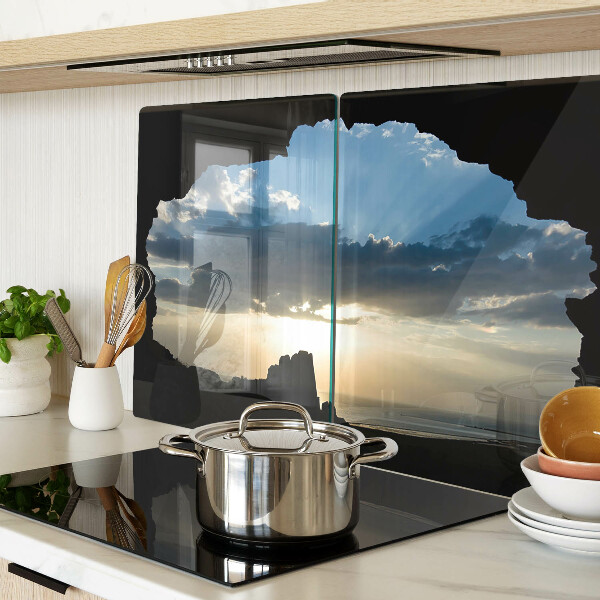Glass cutting board Sunset behind the clouds