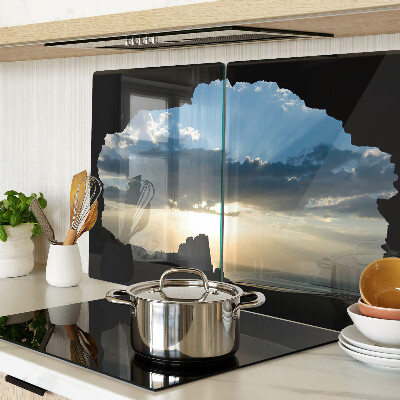 Glass cutting board Sunset behind the clouds
