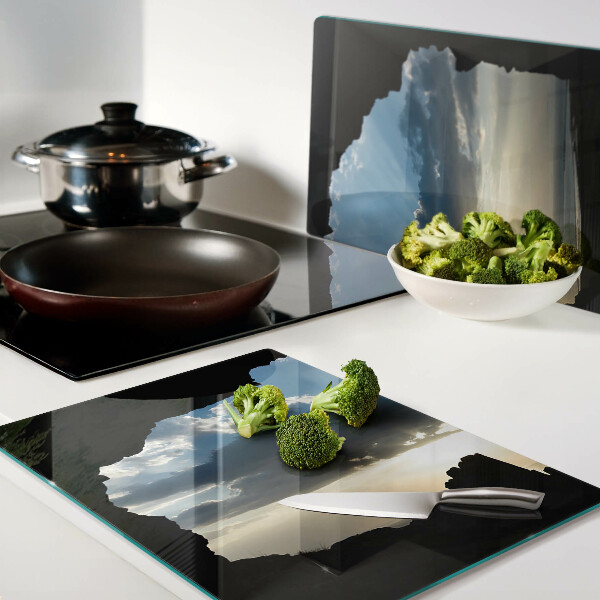 Glass cutting board Sunset behind the clouds