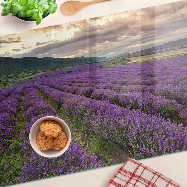 Chopping board glass Lavender field at sunset