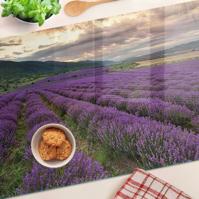 Chopping board glass Lavender field at sunset