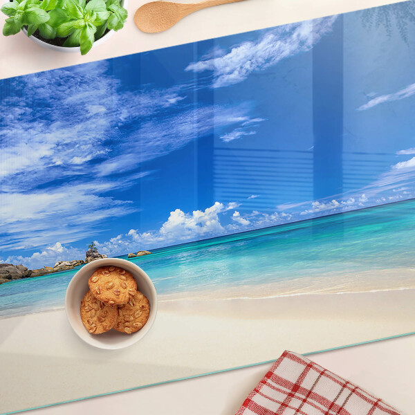 Cutting board Tropical beach with blue sky