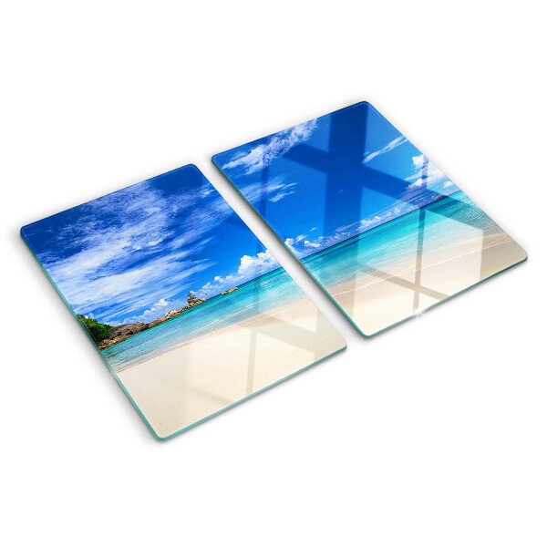 Cutting board Tropical beach with blue sky