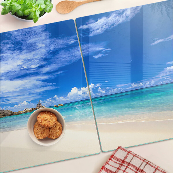 Cutting board Tropical beach with blue sky