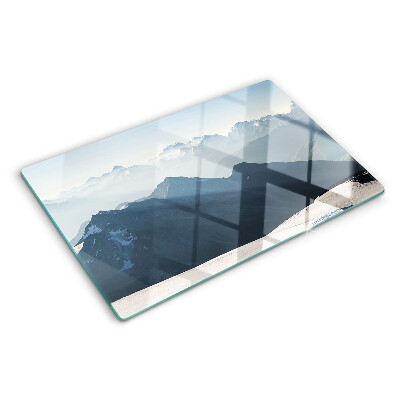 Glass cutting board Mountain landscape in the clouds