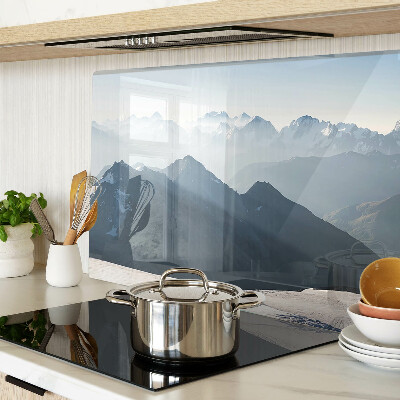 Glass cutting board Mountain landscape in the clouds