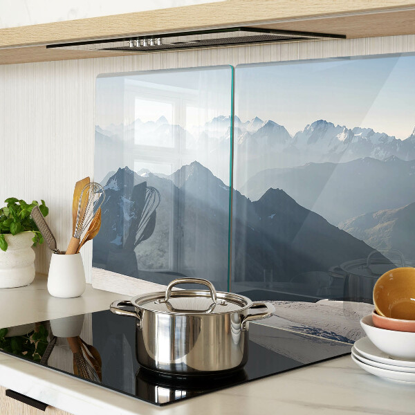 Glass cutting board Mountain landscape in the clouds