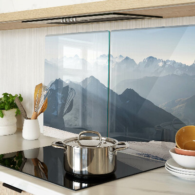 Glass cutting board Mountain landscape in the clouds