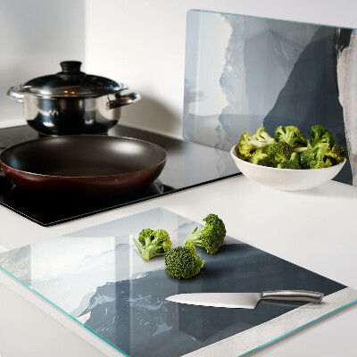 Glass cutting board Mountain landscape in the clouds