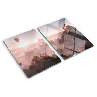 Chopping board Hot air balloon over the landscape