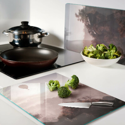 Chopping board Hot air balloon over the landscape