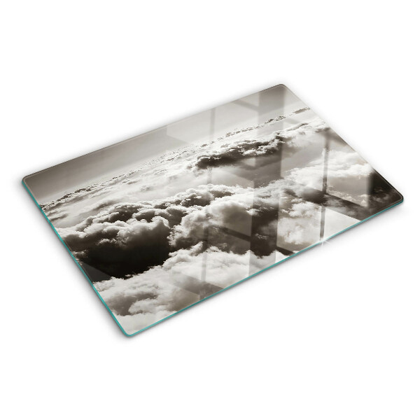 Chopping board glass Clouds in shades of gray