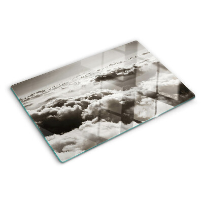 Chopping board glass Clouds in shades of gray