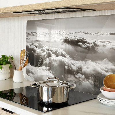 Chopping board glass Clouds in shades of gray