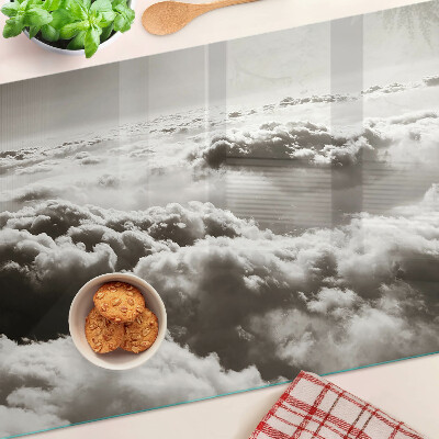 Chopping board glass Clouds in shades of gray