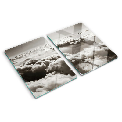 Chopping board glass Clouds in shades of gray