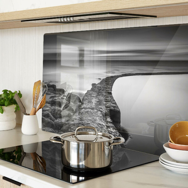 Chopping board A seaside landscape in shades of gray