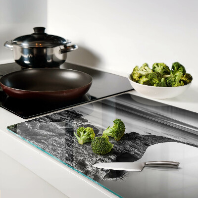 Chopping board A seaside landscape in shades of gray