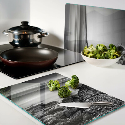 Chopping board A seaside landscape in shades of gray