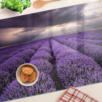 Chopping board glass Lavender field with sunset