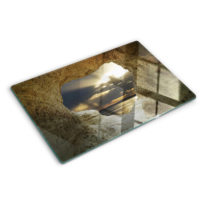 Cutting board View of the sea through the grotto