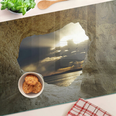Cutting board View of the sea through the grotto