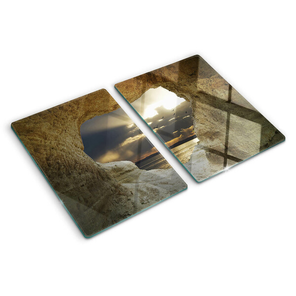 Cutting board View of the sea through the grotto