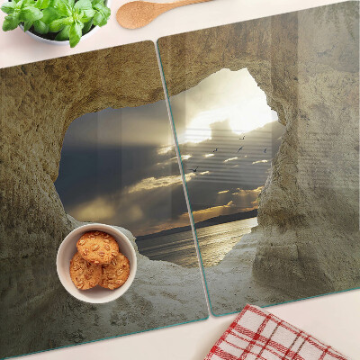 Cutting board View of the sea through the grotto