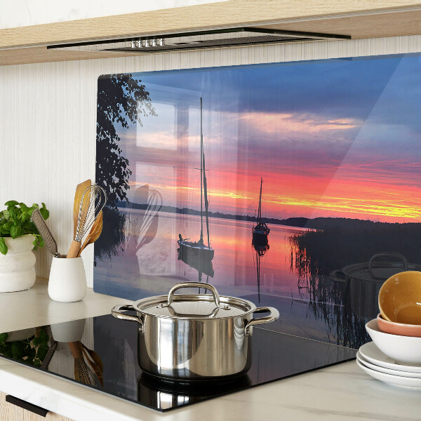 Glass chopping board Sunset over the lake
