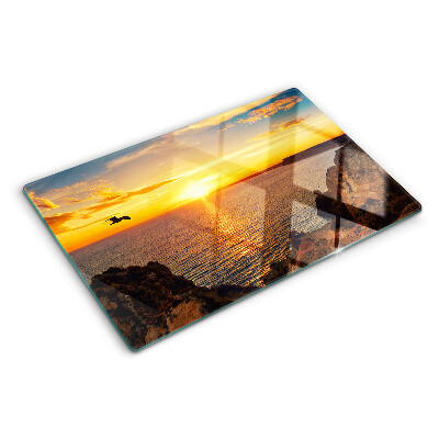 Glass cutting board Sunset over the sea