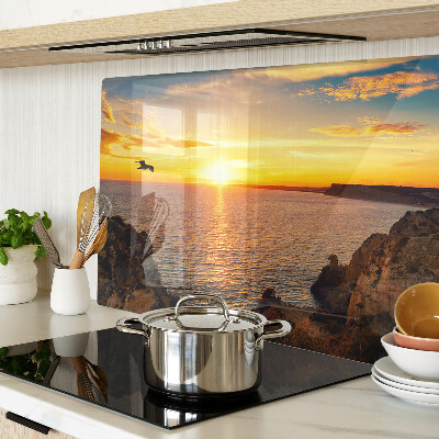 Glass cutting board Sunset over the sea